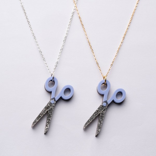 Pastel Lilac Acrylic Scissors Necklace