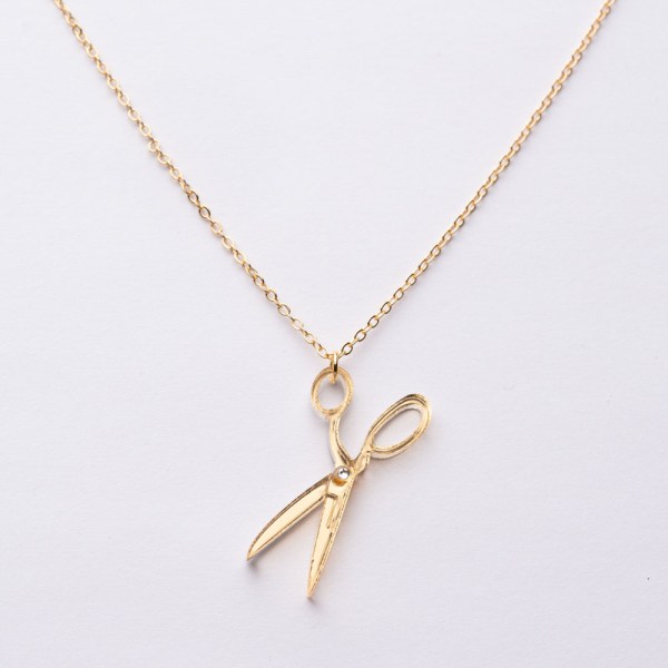 Gold Mirror Acrylic Scissors Necklace