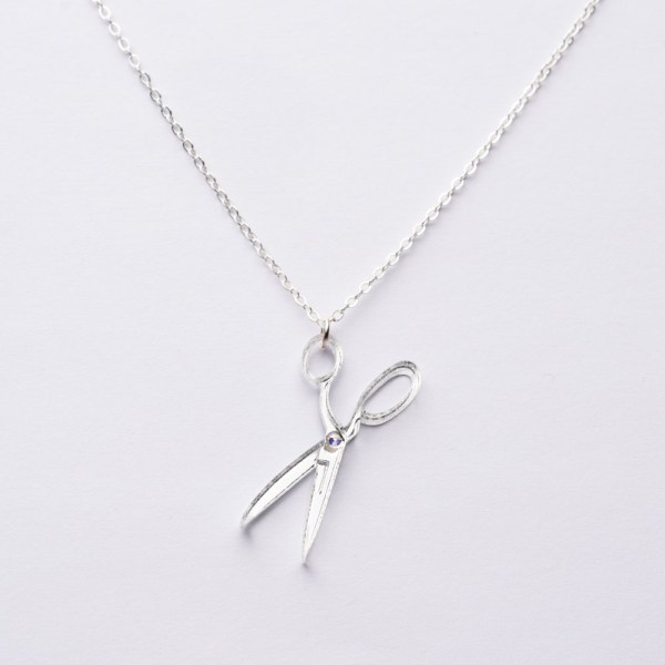 Silver Mirror Acrylic Scissors Necklace